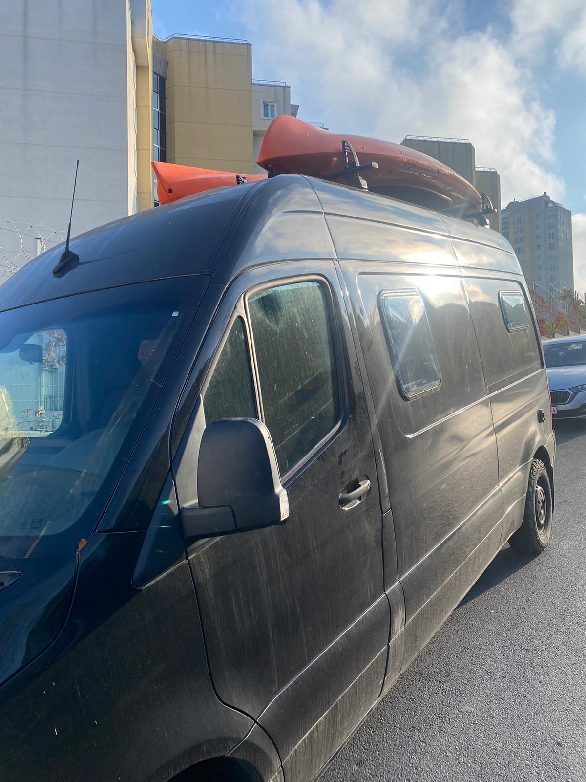 H1 Ladder Roof Rack For 2018- On Sprinter Low Roof (144 WB) Roof Rack Silver H1 Ladder Roof Rack For 2018- On Sprinter Low Roof (144 WB) Roof Rack Silver